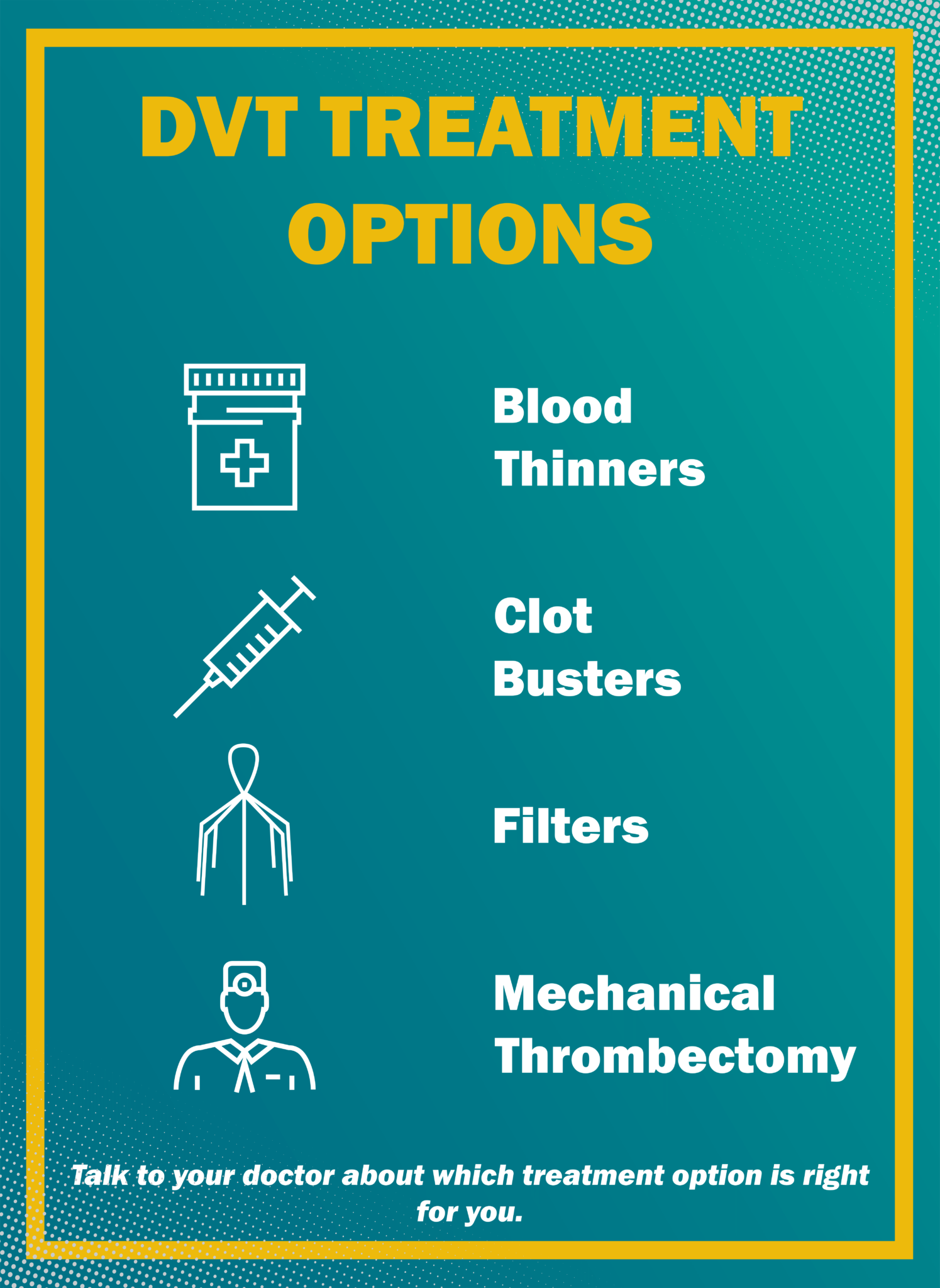 listing 4 typical dvt treatment options--blood thinners, clot