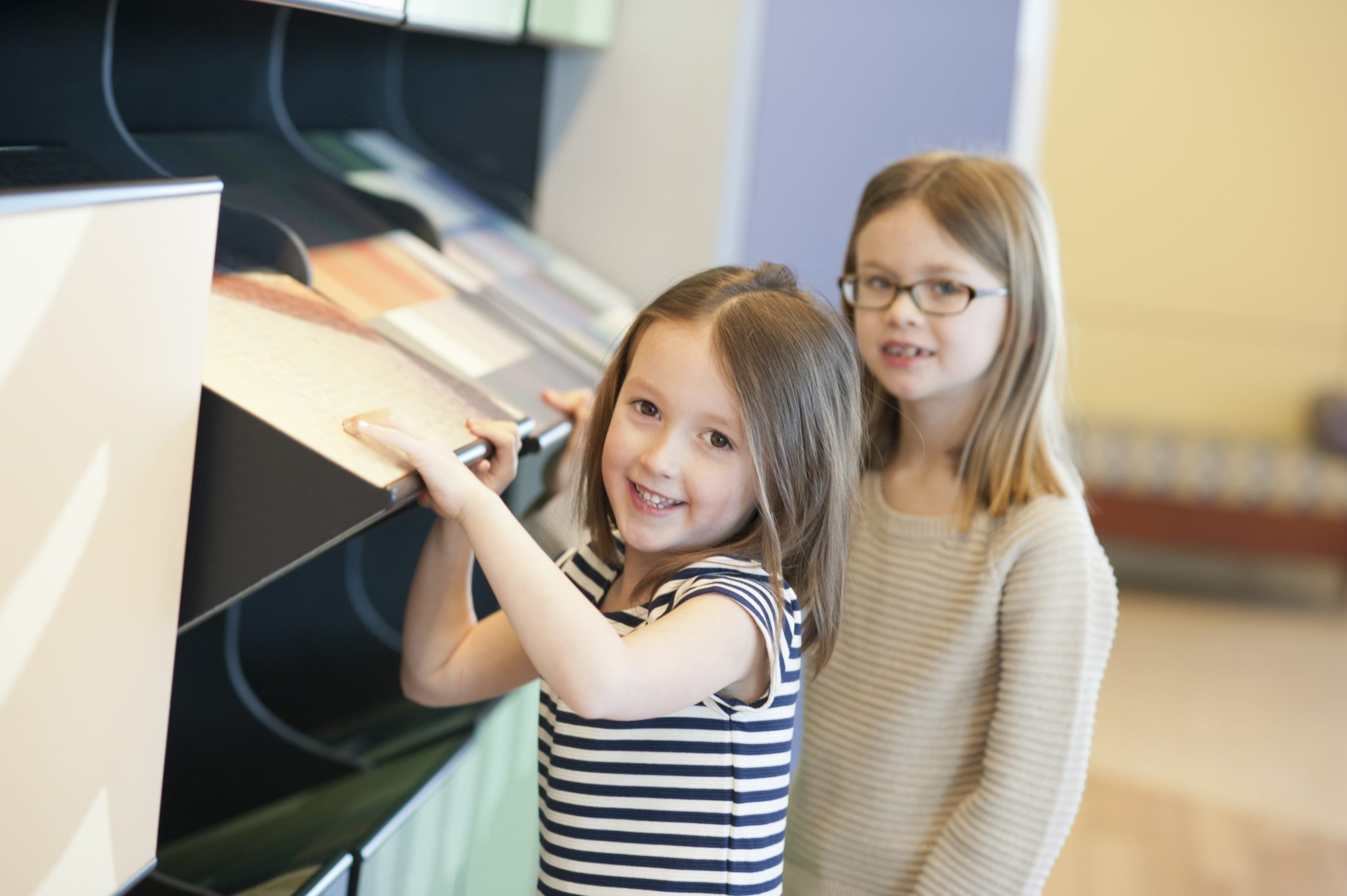 Two girls spend time in the UVA pediatric radiology department