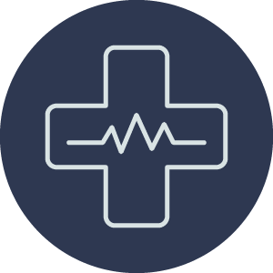 a grey cross on a blue background