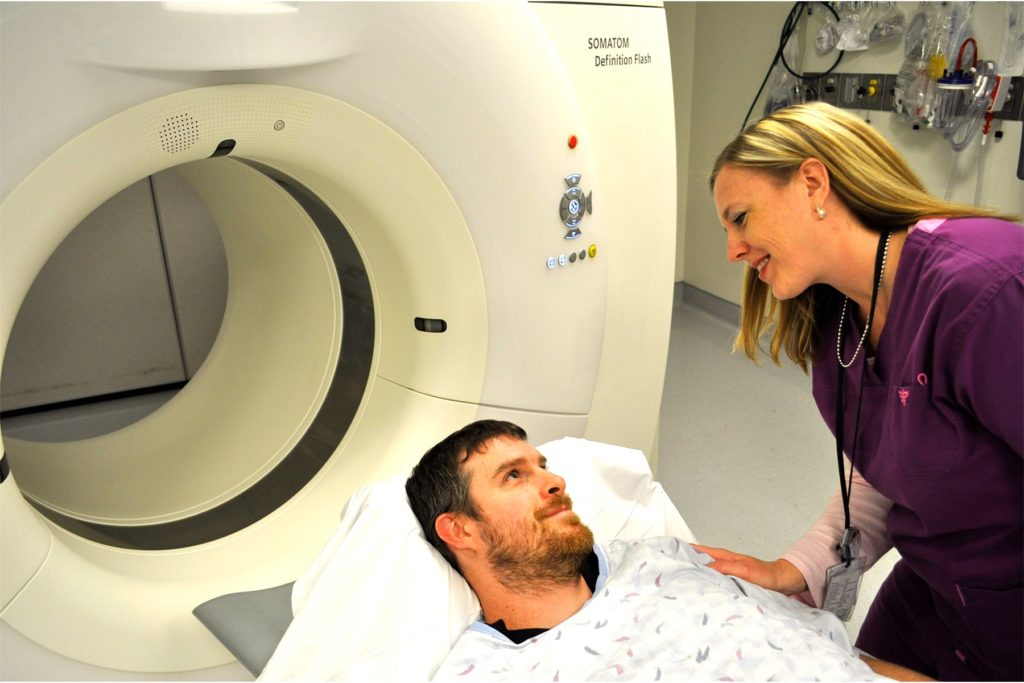 Image of a patient before receiving Low-Dose CT at the UVA Hospital.