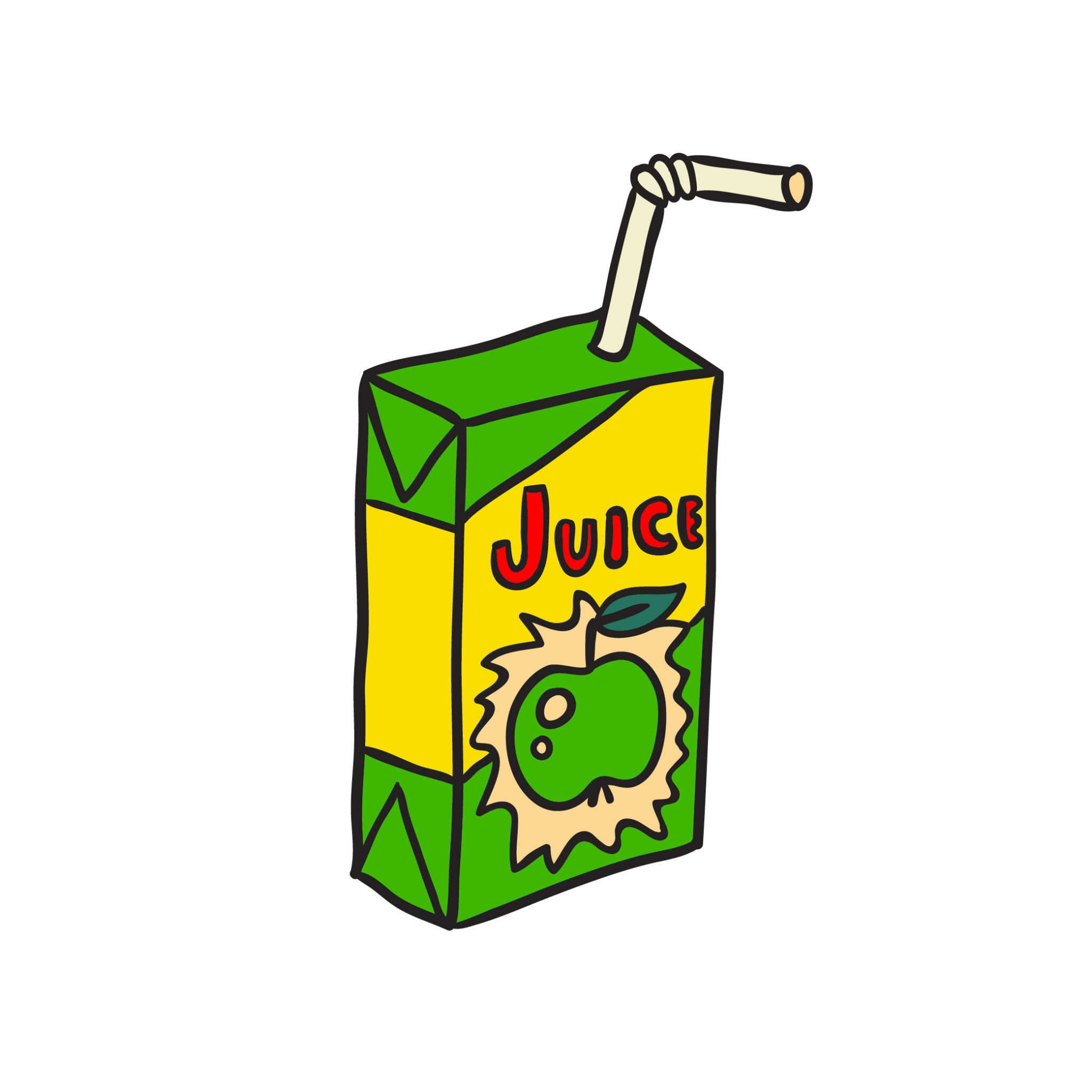 A cartoon image of a juice box